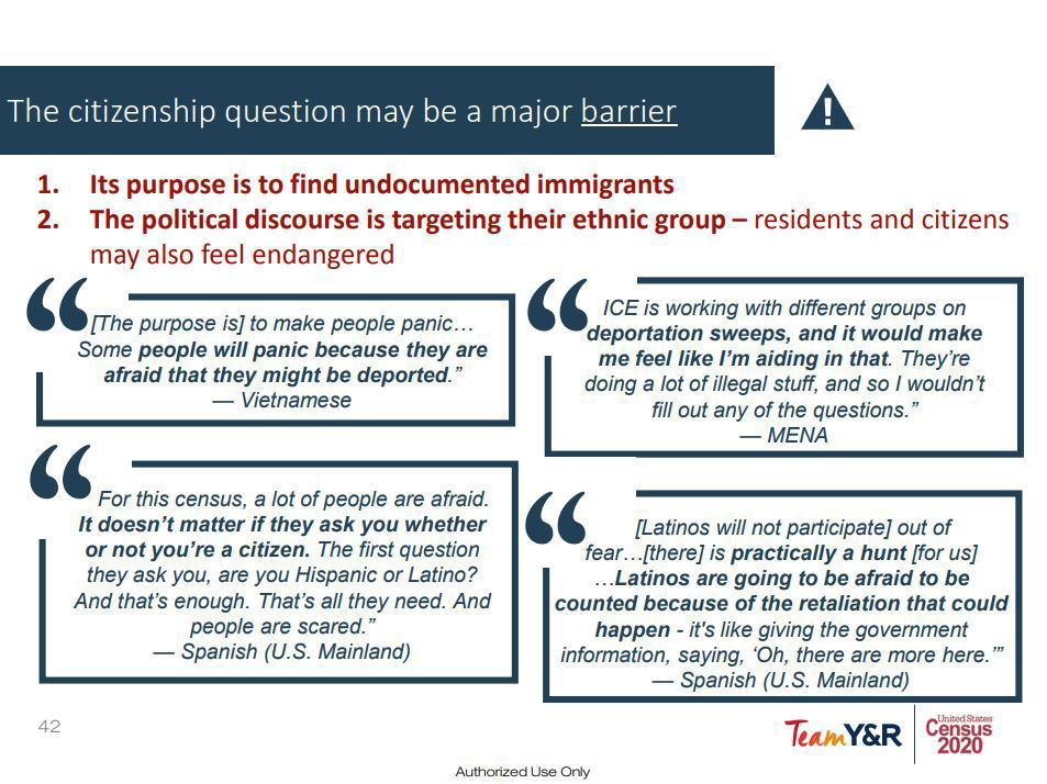 Citizenship question could be major barrier